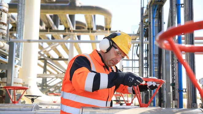 Engineer working on gas pipline