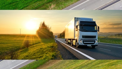 Truck driving into distance