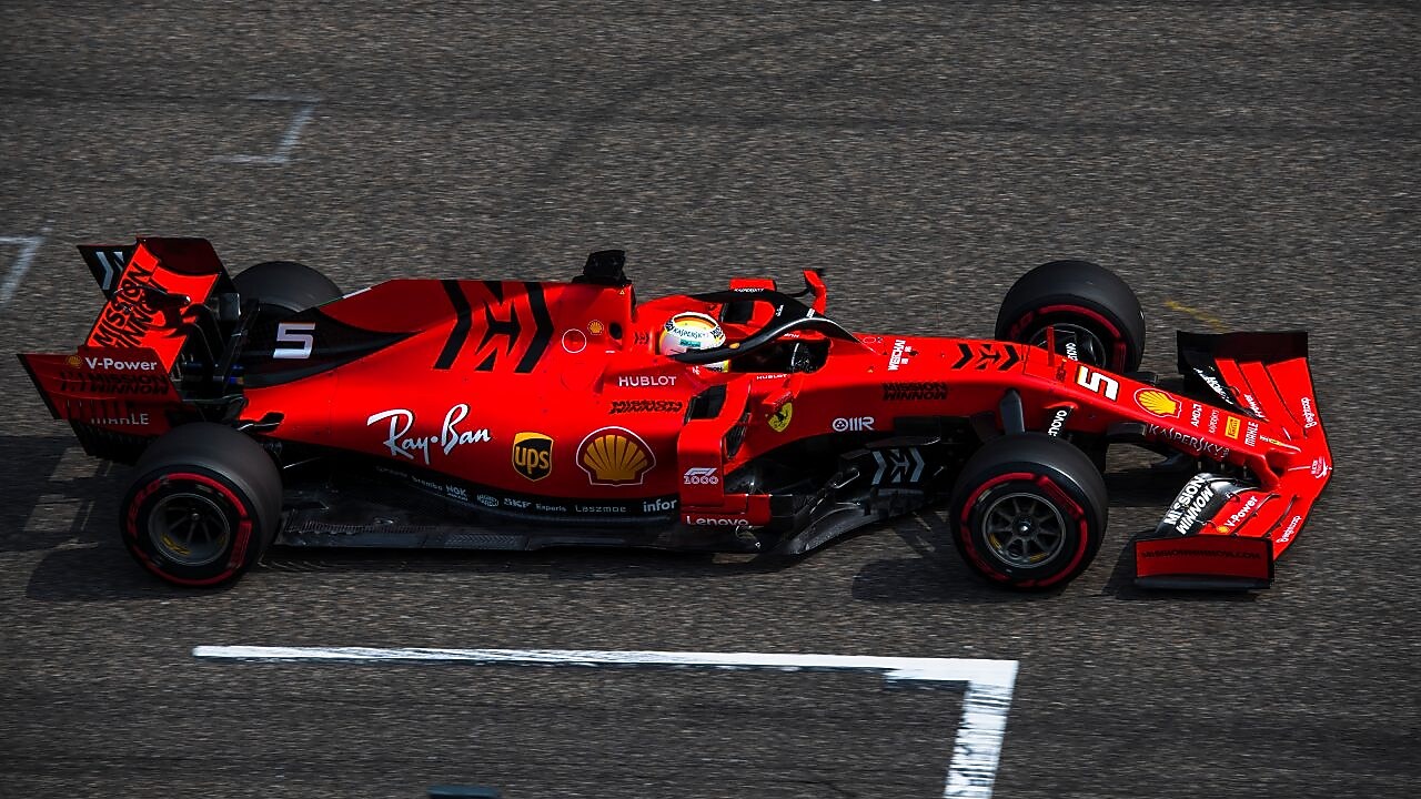 Sebastian Vettel Ferrari on a racetrack